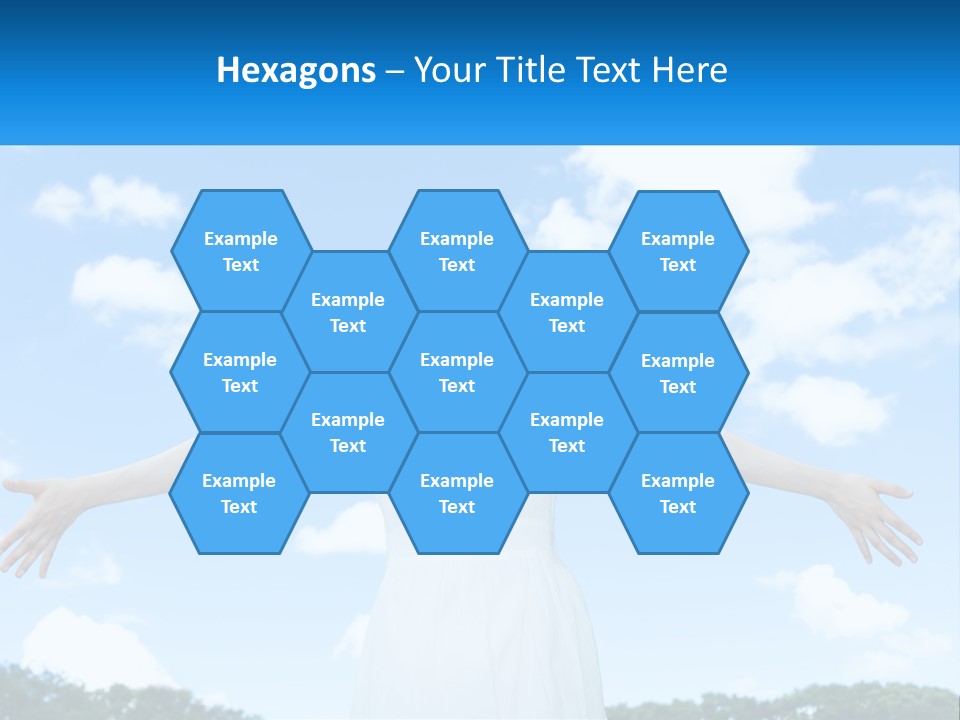 A Woman With Her Arms Outstretched In Front Of A Blue Sky PowerPoint Template