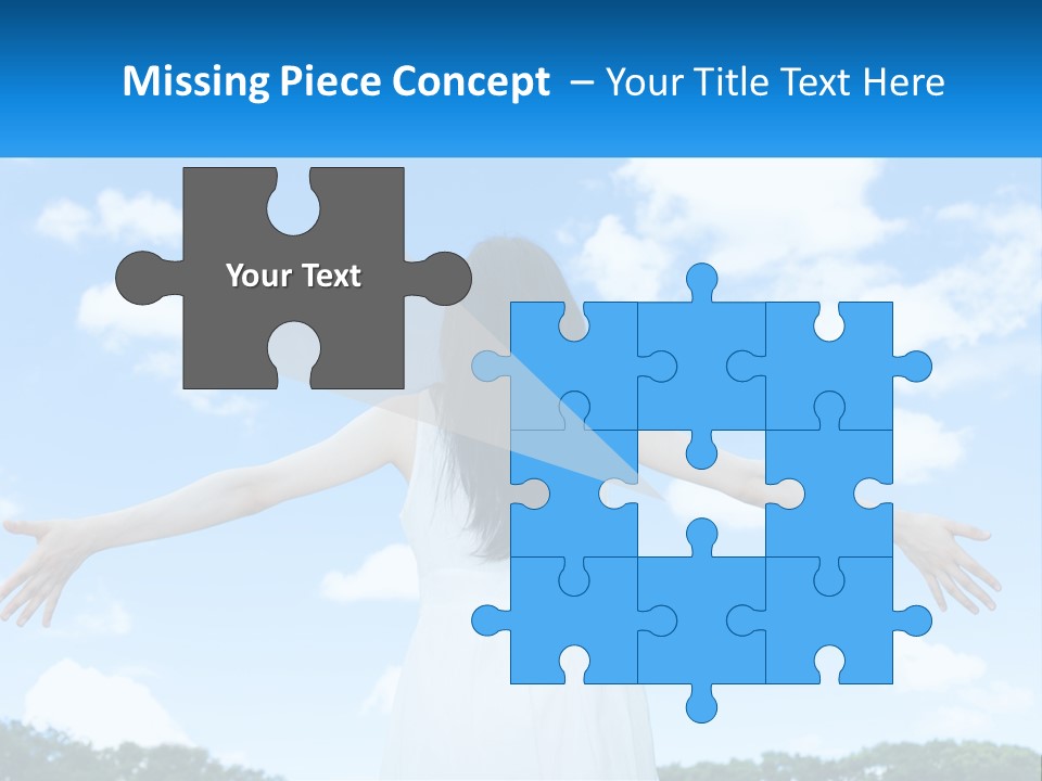 A Woman With Her Arms Outstretched In Front Of A Blue Sky PowerPoint Template