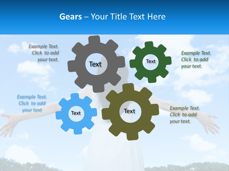 A Woman With Her Arms Outstretched In Front Of A Blue Sky PowerPoint Template