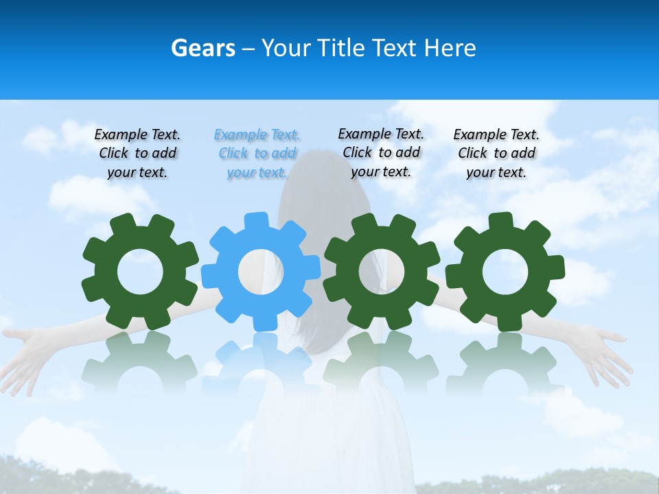 A Woman With Her Arms Outstretched In Front Of A Blue Sky PowerPoint Template