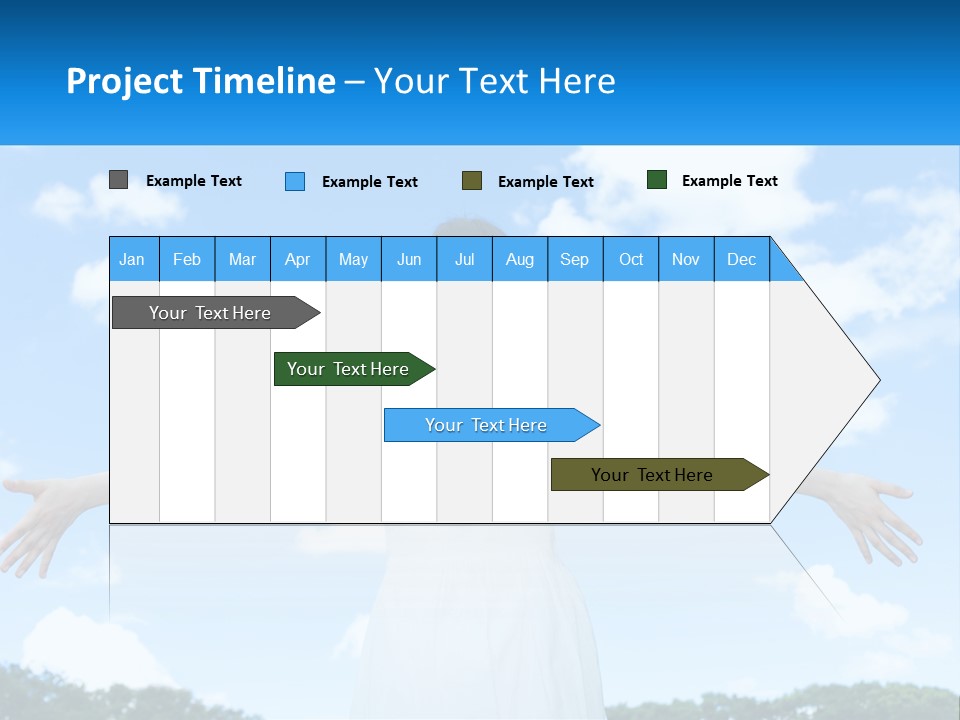 A Woman With Her Arms Outstretched In Front Of A Blue Sky PowerPoint Template