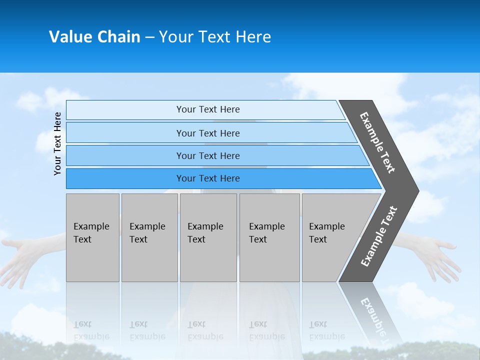 A Woman With Her Arms Outstretched In Front Of A Blue Sky PowerPoint Template