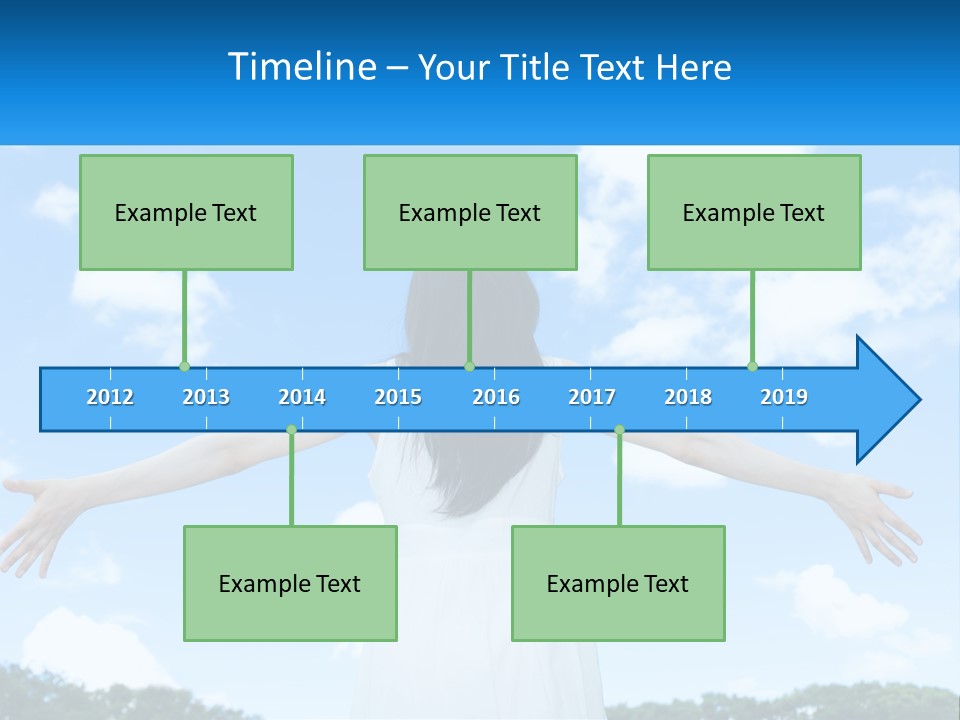 A Woman With Her Arms Outstretched In Front Of A Blue Sky PowerPoint Template