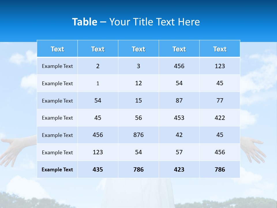 A Woman With Her Arms Outstretched In Front Of A Blue Sky PowerPoint Template