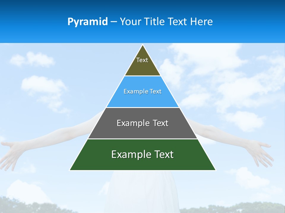 A Woman With Her Arms Outstretched In Front Of A Blue Sky PowerPoint Template