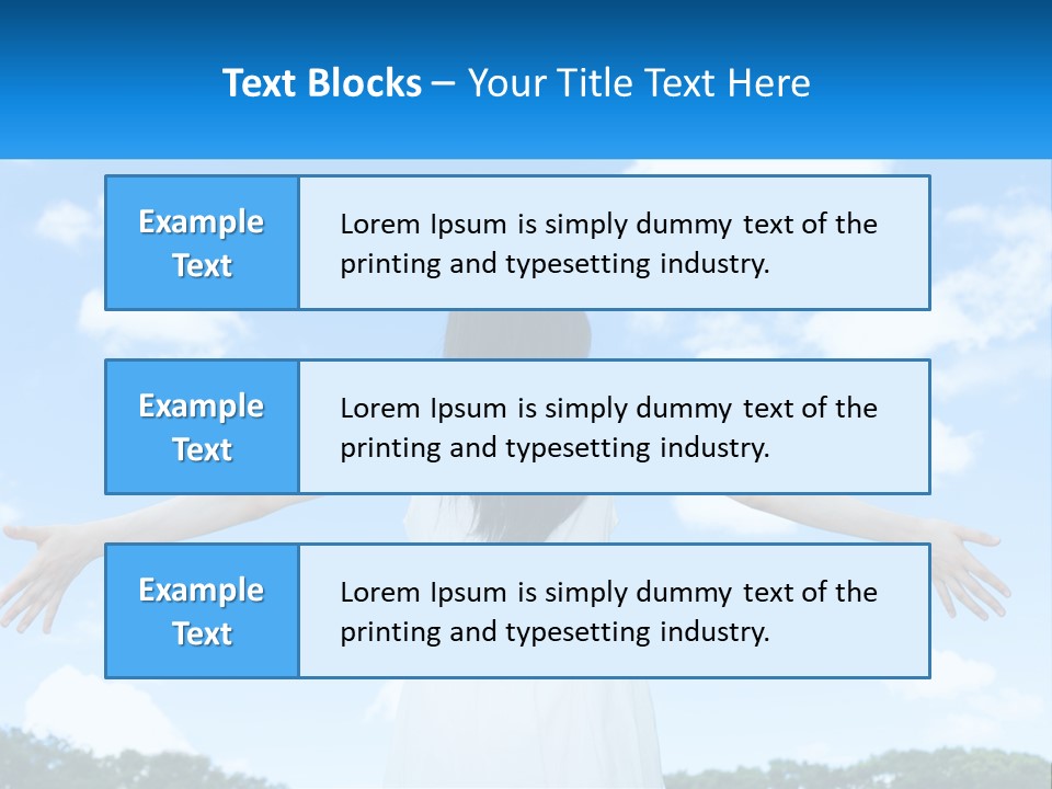 A Woman With Her Arms Outstretched In Front Of A Blue Sky PowerPoint Template