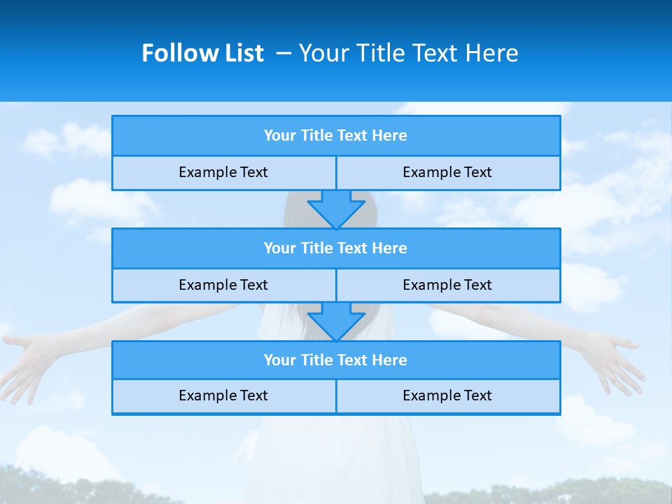 A Woman With Her Arms Outstretched In Front Of A Blue Sky PowerPoint Template