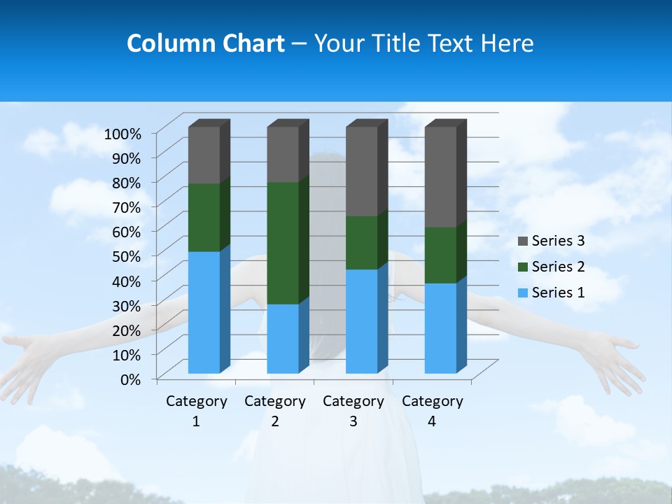 A Woman With Her Arms Outstretched In Front Of A Blue Sky PowerPoint Template
