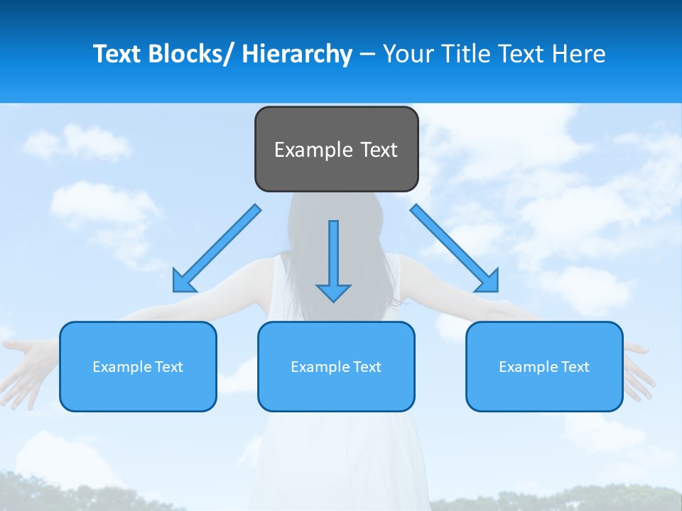 A Woman With Her Arms Outstretched In Front Of A Blue Sky PowerPoint Template