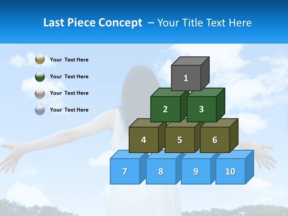 A Woman With Her Arms Outstretched In Front Of A Blue Sky PowerPoint Template