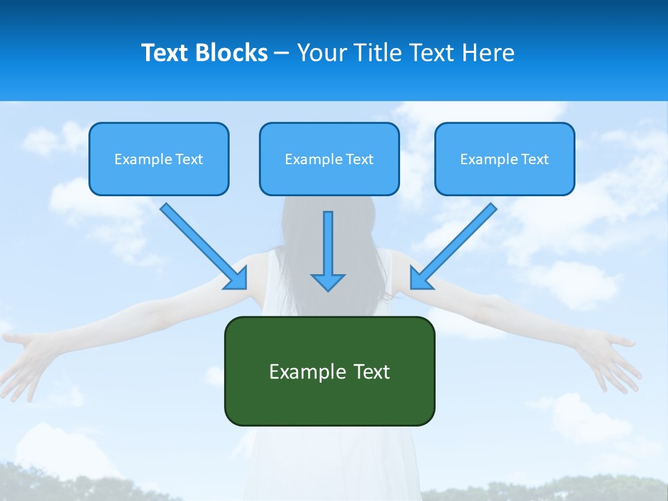A Woman With Her Arms Outstretched In Front Of A Blue Sky PowerPoint Template