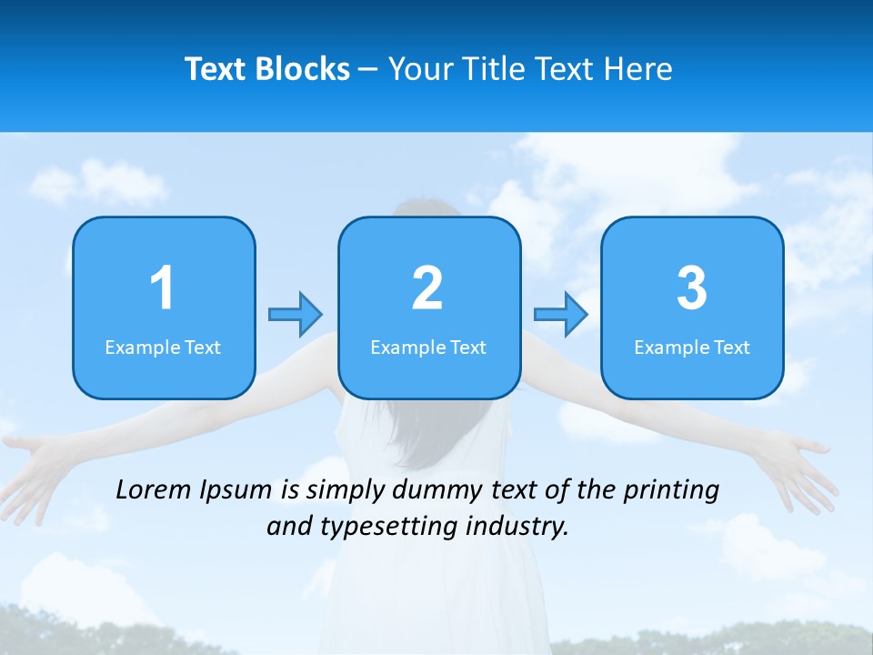 A Woman With Her Arms Outstretched In Front Of A Blue Sky PowerPoint Template