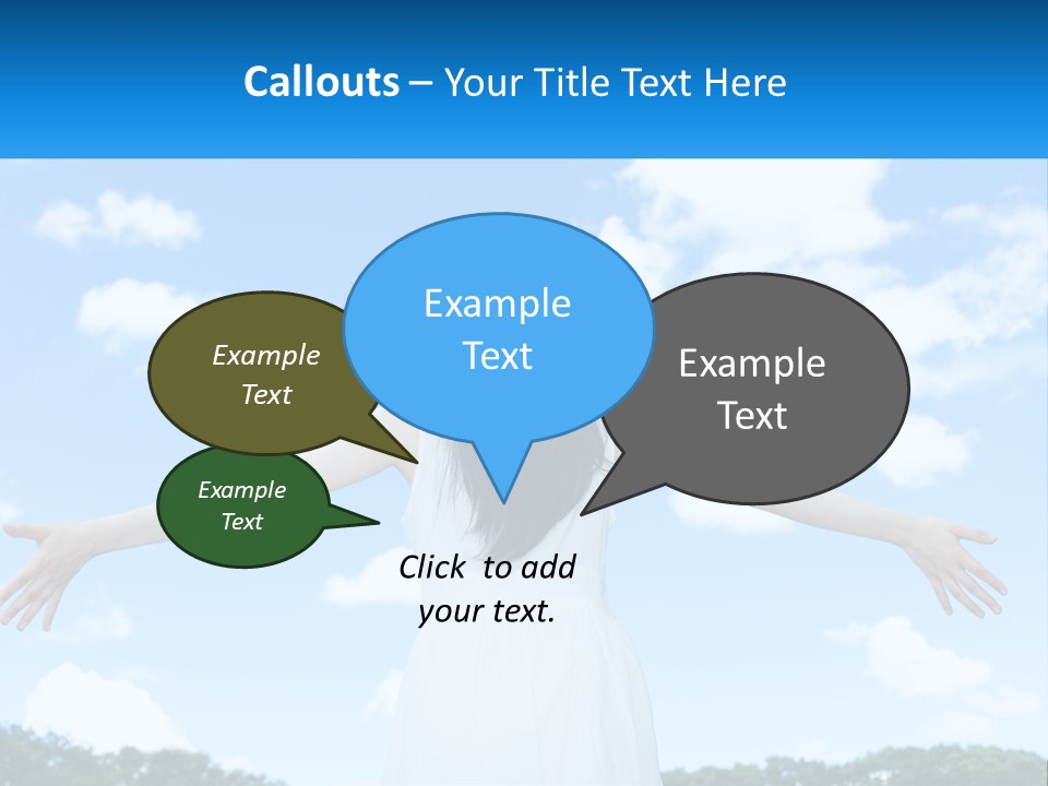 A Woman With Her Arms Outstretched In Front Of A Blue Sky PowerPoint Template