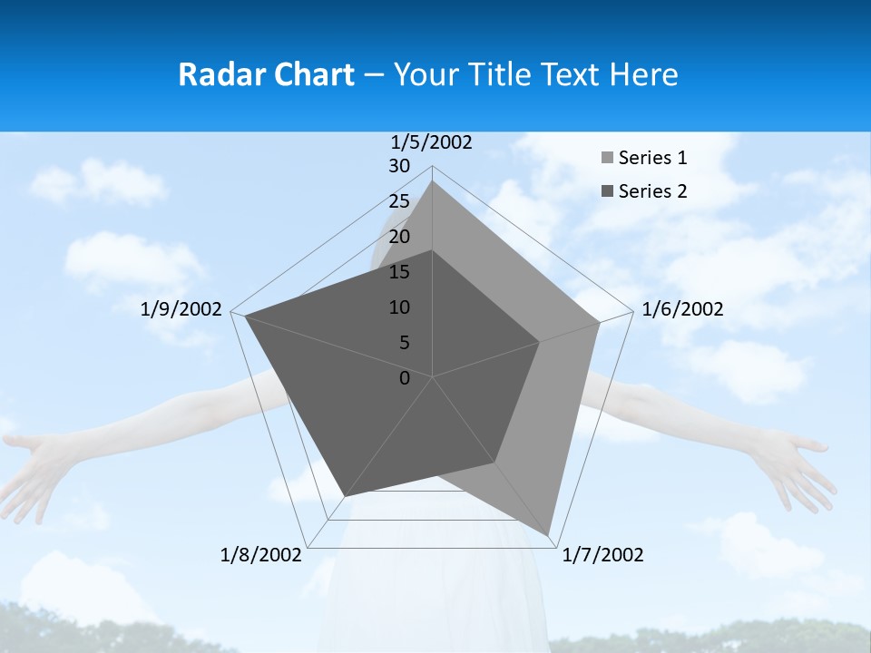 A Woman With Her Arms Outstretched In Front Of A Blue Sky PowerPoint Template