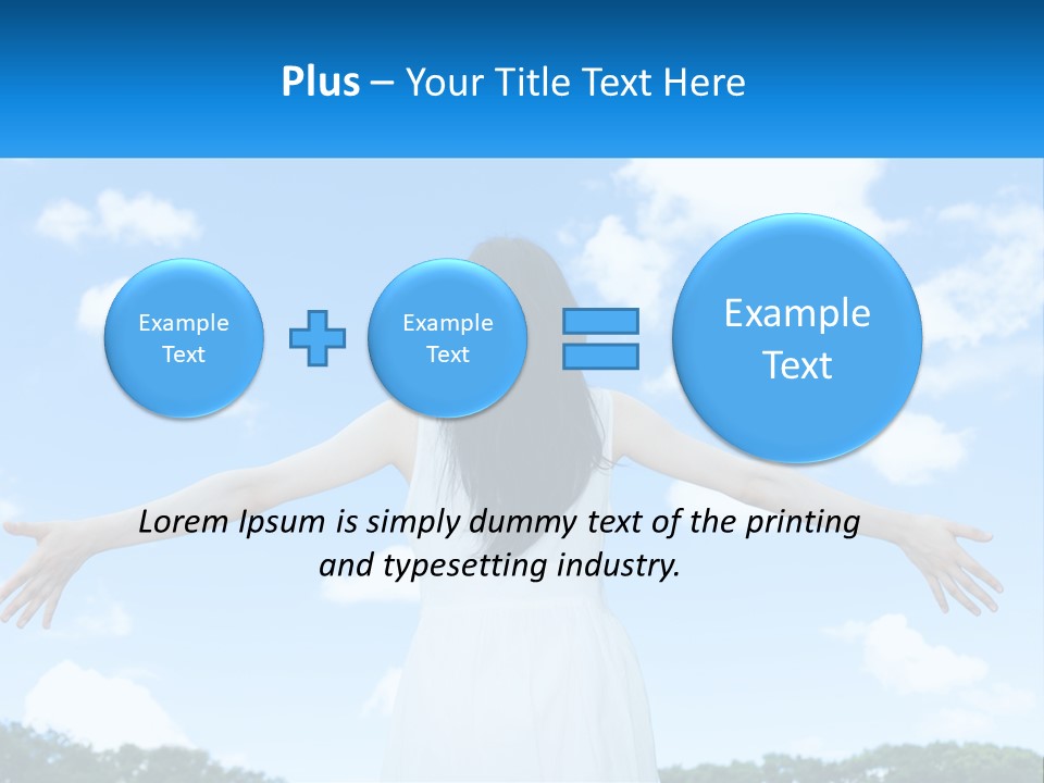 A Woman With Her Arms Outstretched In Front Of A Blue Sky PowerPoint Template