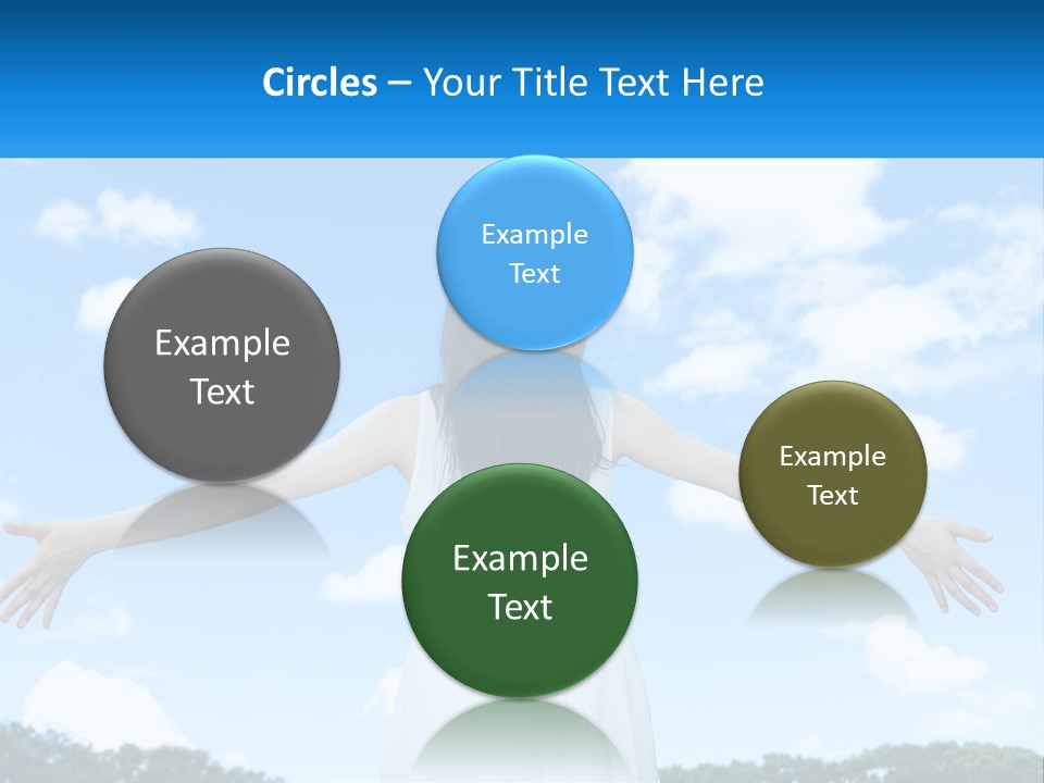 A Woman With Her Arms Outstretched In Front Of A Blue Sky PowerPoint Template