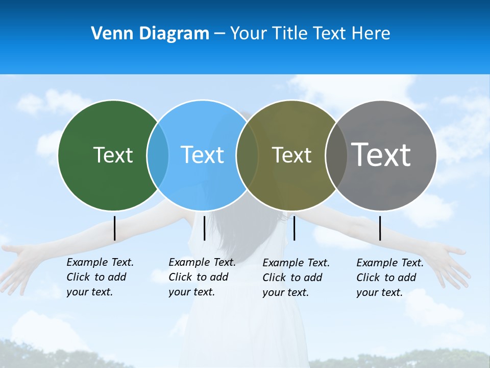 A Woman With Her Arms Outstretched In Front Of A Blue Sky PowerPoint Template