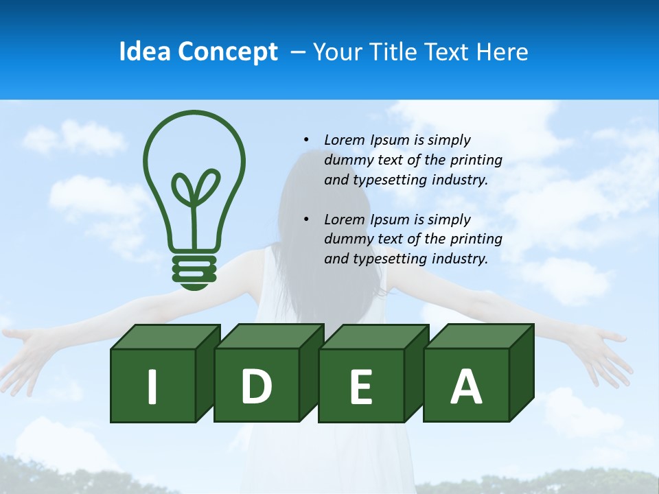 A Woman With Her Arms Outstretched In Front Of A Blue Sky PowerPoint Template