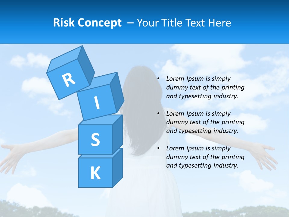 A Woman With Her Arms Outstretched In Front Of A Blue Sky PowerPoint Template