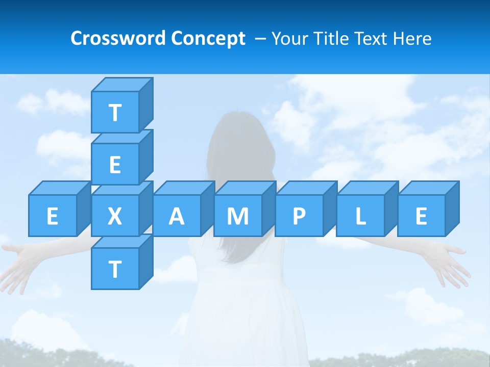 A Woman With Her Arms Outstretched In Front Of A Blue Sky PowerPoint Template
