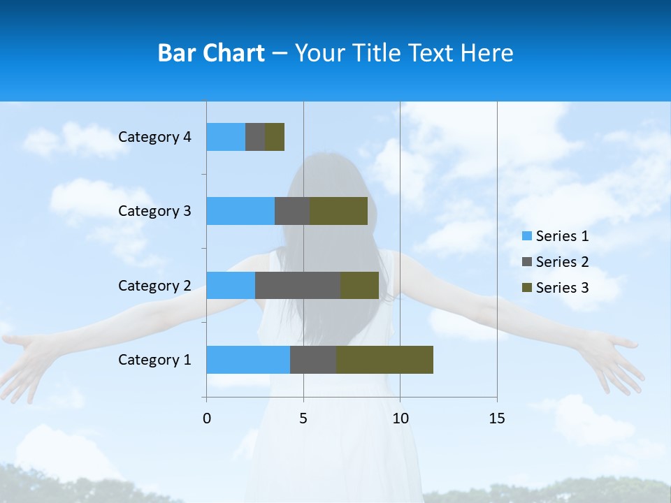 A Woman With Her Arms Outstretched In Front Of A Blue Sky PowerPoint Template