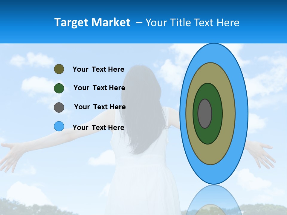 A Woman With Her Arms Outstretched In Front Of A Blue Sky PowerPoint Template