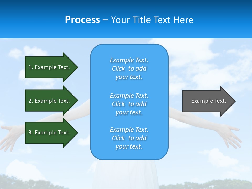 A Woman With Her Arms Outstretched In Front Of A Blue Sky PowerPoint Template