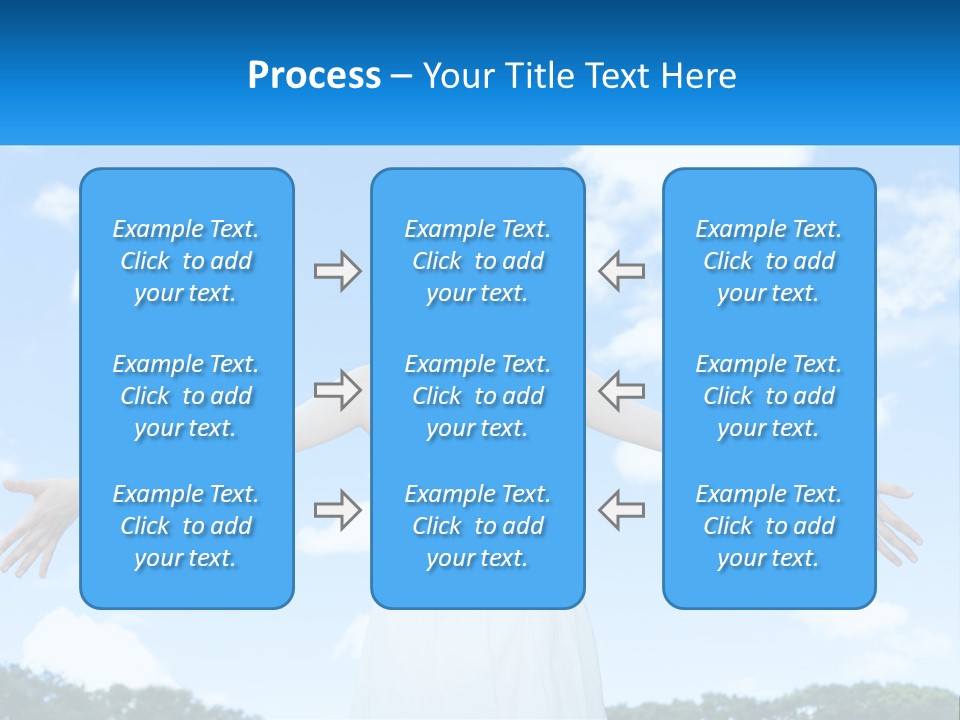 A Woman With Her Arms Outstretched In Front Of A Blue Sky PowerPoint Template