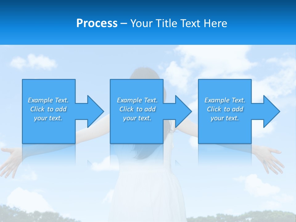 A Woman With Her Arms Outstretched In Front Of A Blue Sky PowerPoint Template