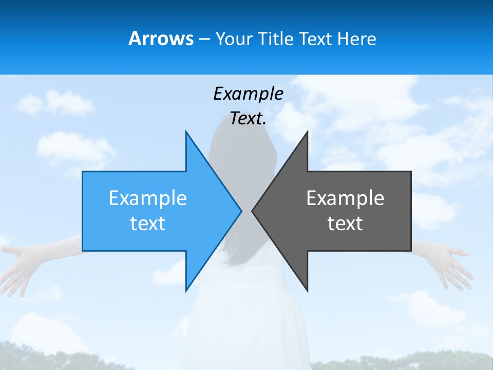 A Woman With Her Arms Outstretched In Front Of A Blue Sky PowerPoint Template