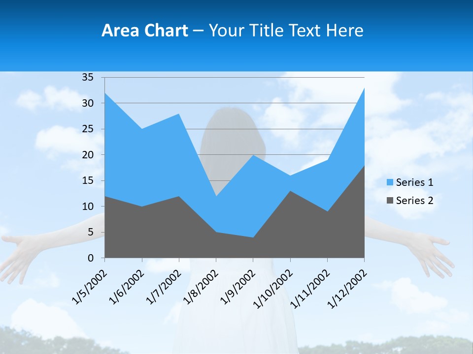 A Woman With Her Arms Outstretched In Front Of A Blue Sky PowerPoint Template