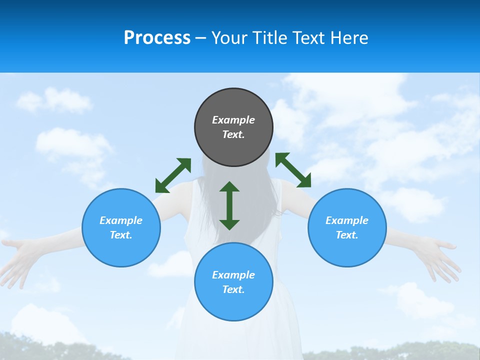 A Woman With Her Arms Outstretched In Front Of A Blue Sky PowerPoint Template