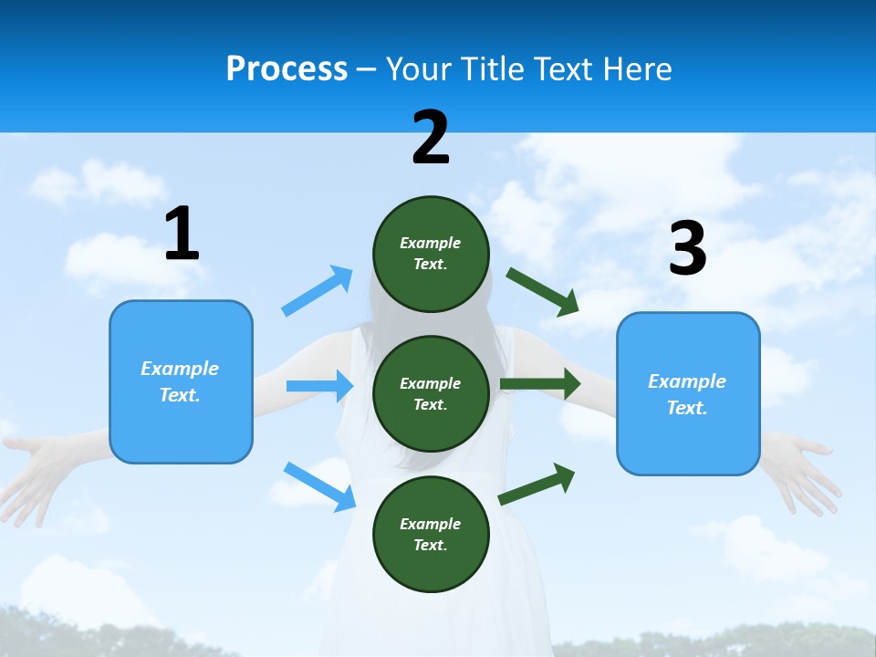 A Woman With Her Arms Outstretched In Front Of A Blue Sky PowerPoint Template