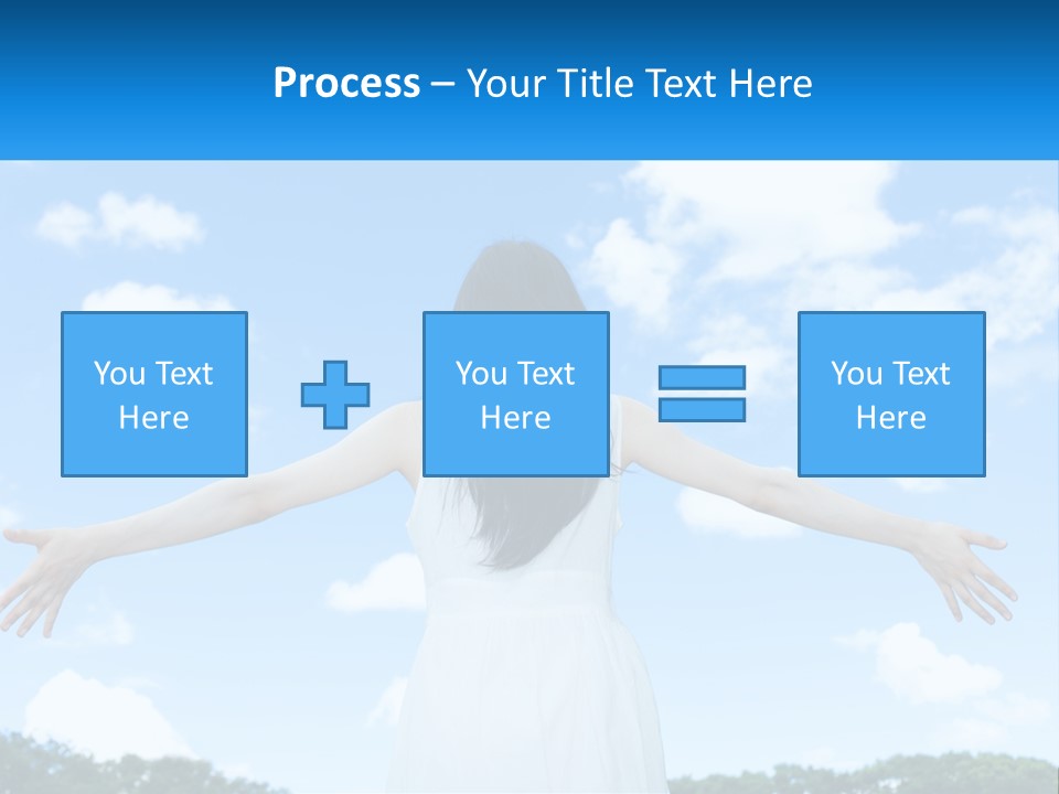 A Woman With Her Arms Outstretched In Front Of A Blue Sky PowerPoint Template