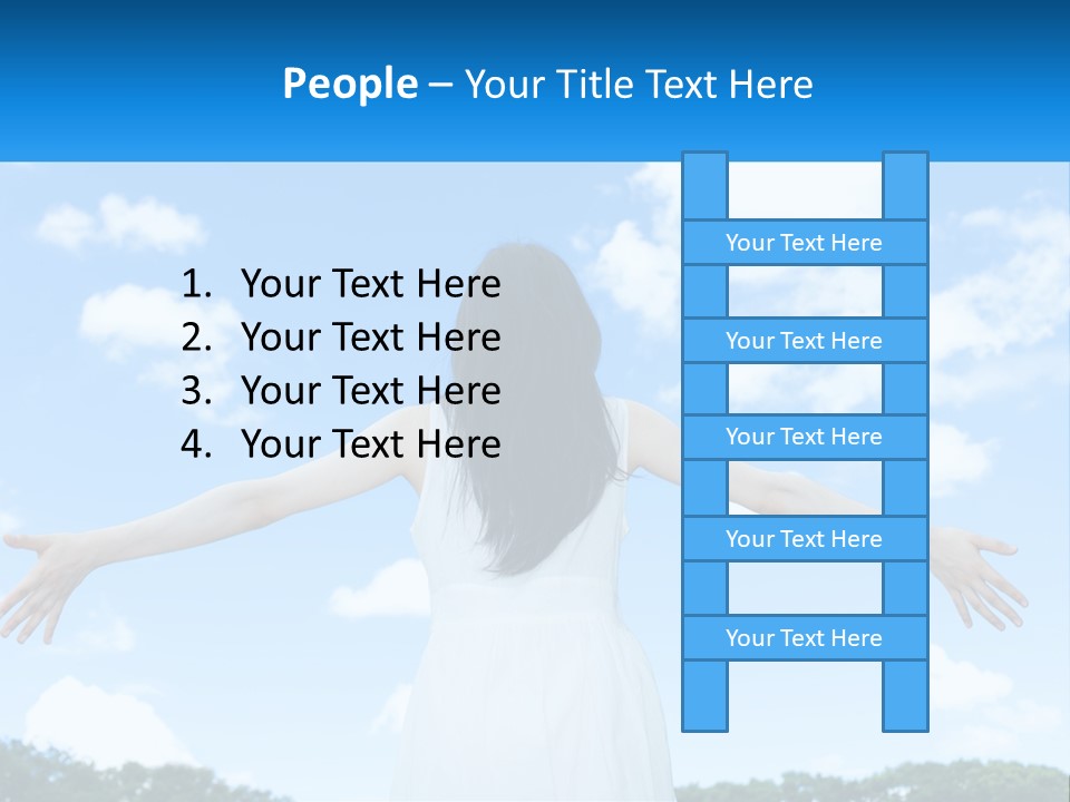 A Woman With Her Arms Outstretched In Front Of A Blue Sky PowerPoint Template