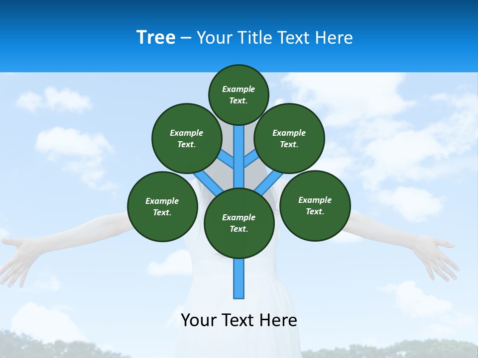 A Woman With Her Arms Outstretched In Front Of A Blue Sky PowerPoint Template