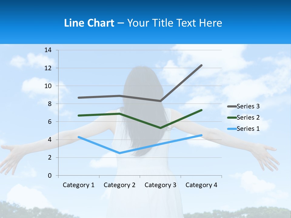 A Woman With Her Arms Outstretched In Front Of A Blue Sky PowerPoint Template