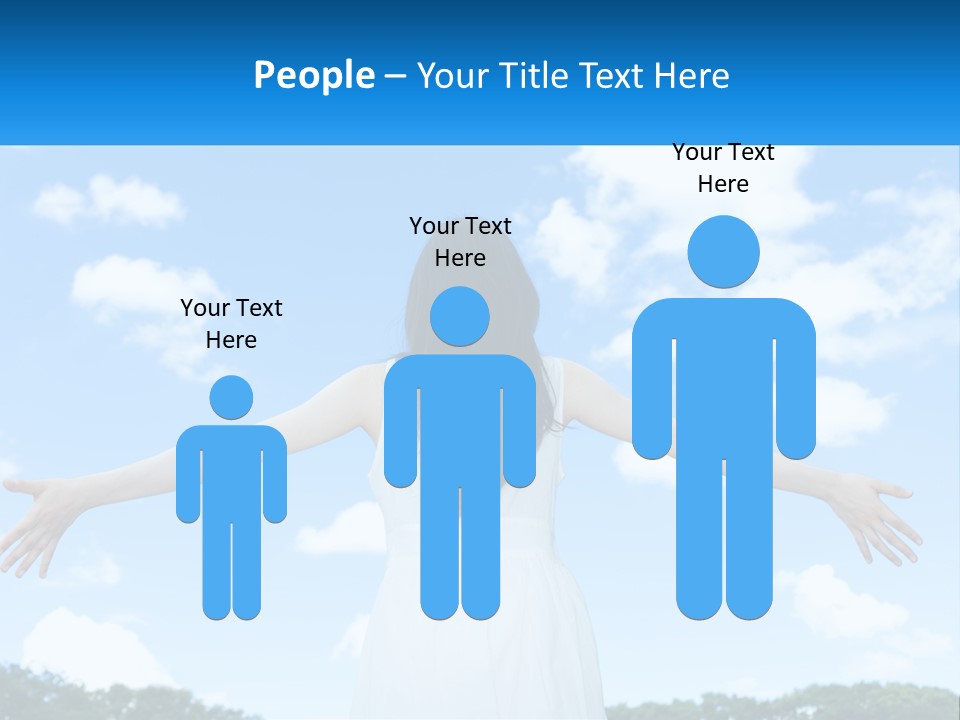 A Woman With Her Arms Outstretched In Front Of A Blue Sky PowerPoint Template