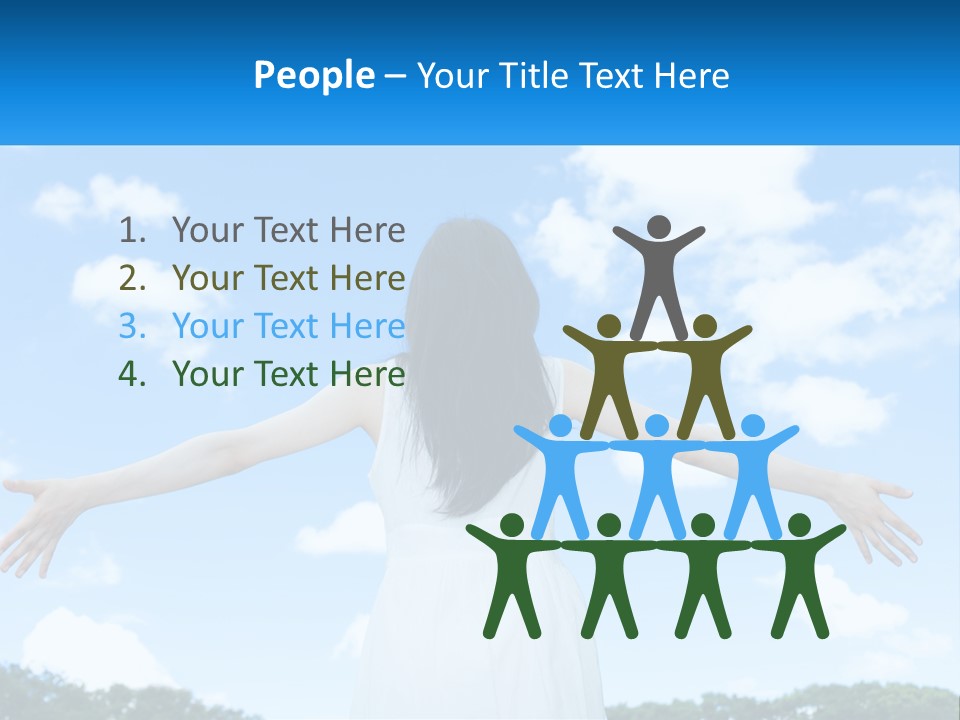 A Woman With Her Arms Outstretched In Front Of A Blue Sky PowerPoint Template