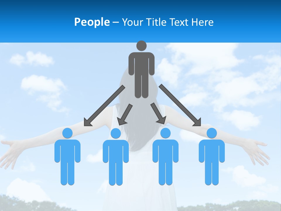 A Woman With Her Arms Outstretched In Front Of A Blue Sky PowerPoint Template