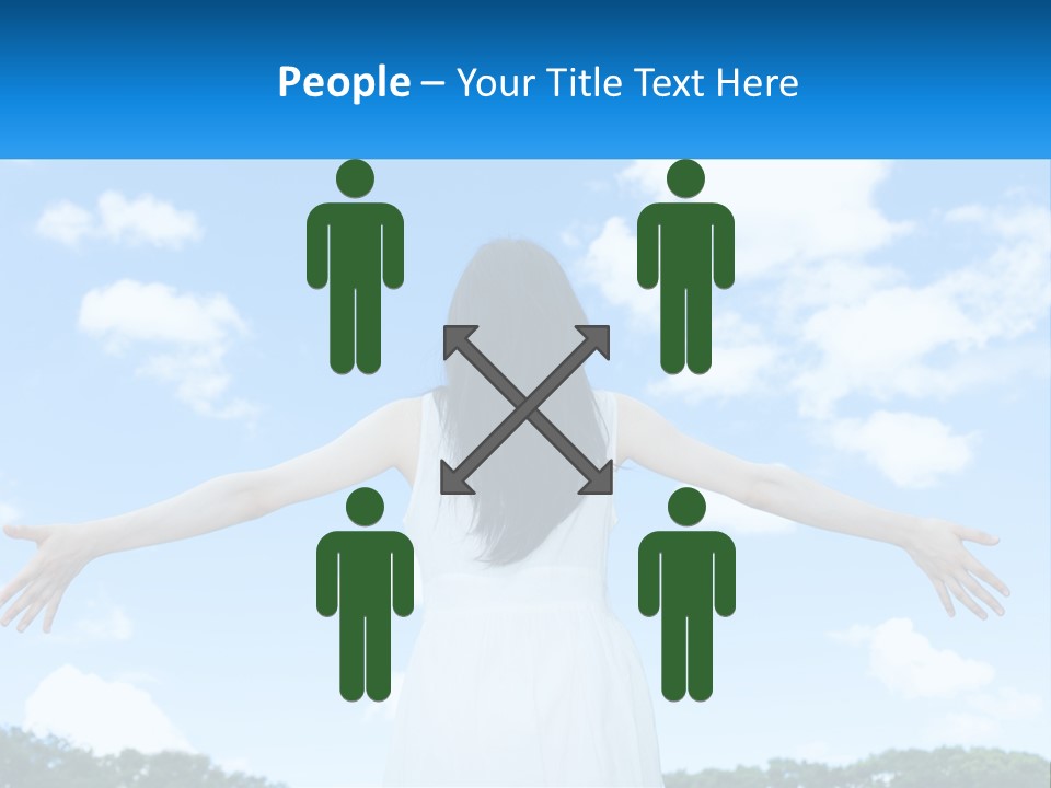 A Woman With Her Arms Outstretched In Front Of A Blue Sky PowerPoint Template
