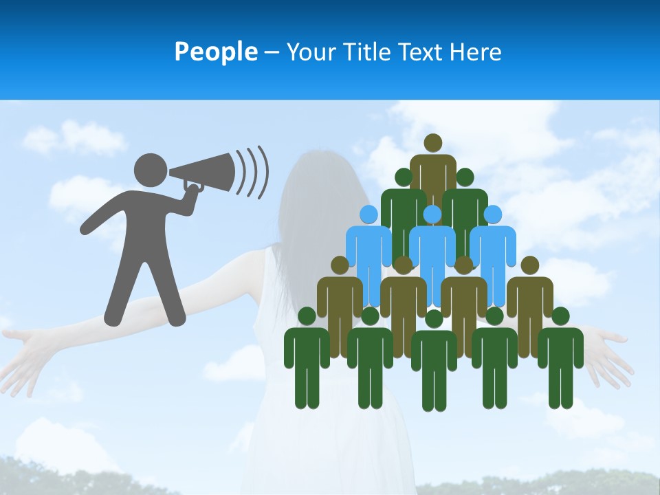 A Woman With Her Arms Outstretched In Front Of A Blue Sky PowerPoint Template