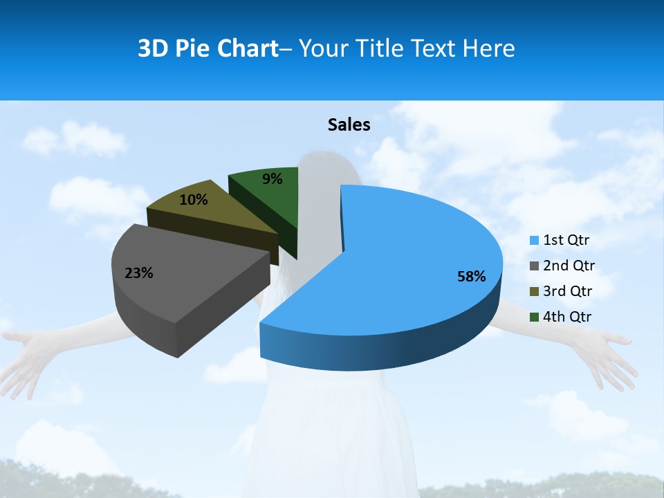 A Woman With Her Arms Outstretched In Front Of A Blue Sky PowerPoint Template