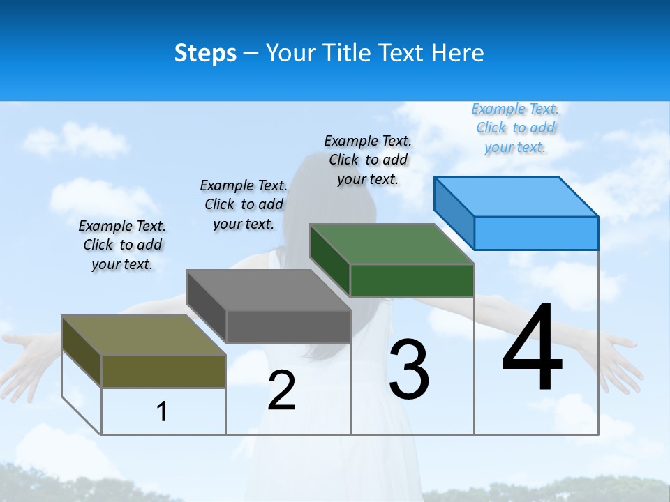 A Woman With Her Arms Outstretched In Front Of A Blue Sky PowerPoint Template