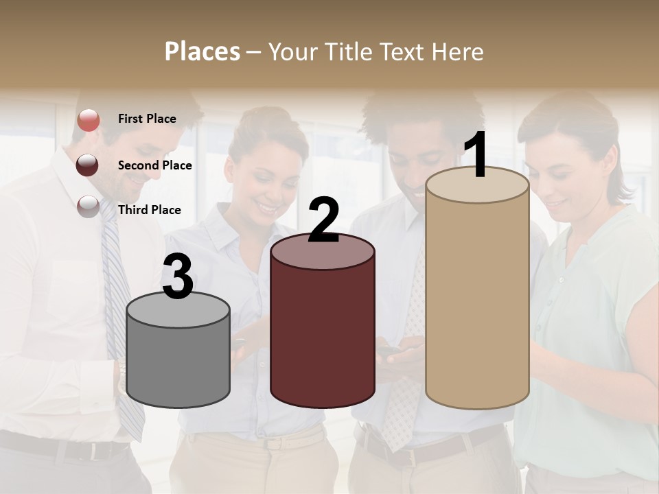 A Group Of Business People Looking At Their Cell Phones PowerPoint Template