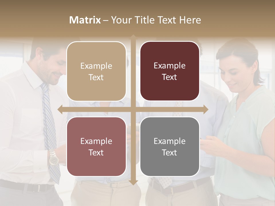 A Group Of Business People Looking At Their Cell Phones PowerPoint Template