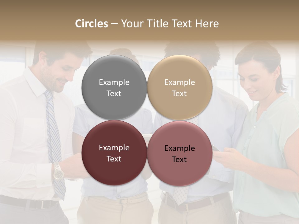 A Group Of Business People Looking At Their Cell Phones PowerPoint Template