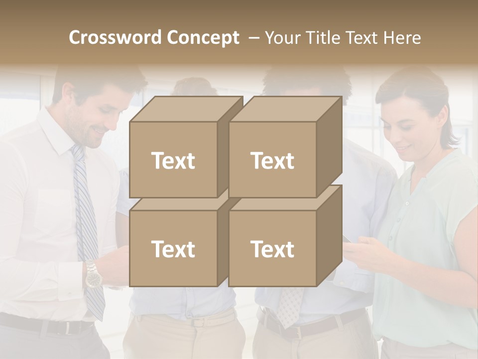 A Group Of Business People Looking At Their Cell Phones PowerPoint Template