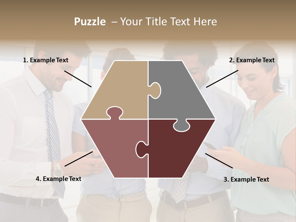 A Group Of Business People Looking At Their Cell Phones PowerPoint Template