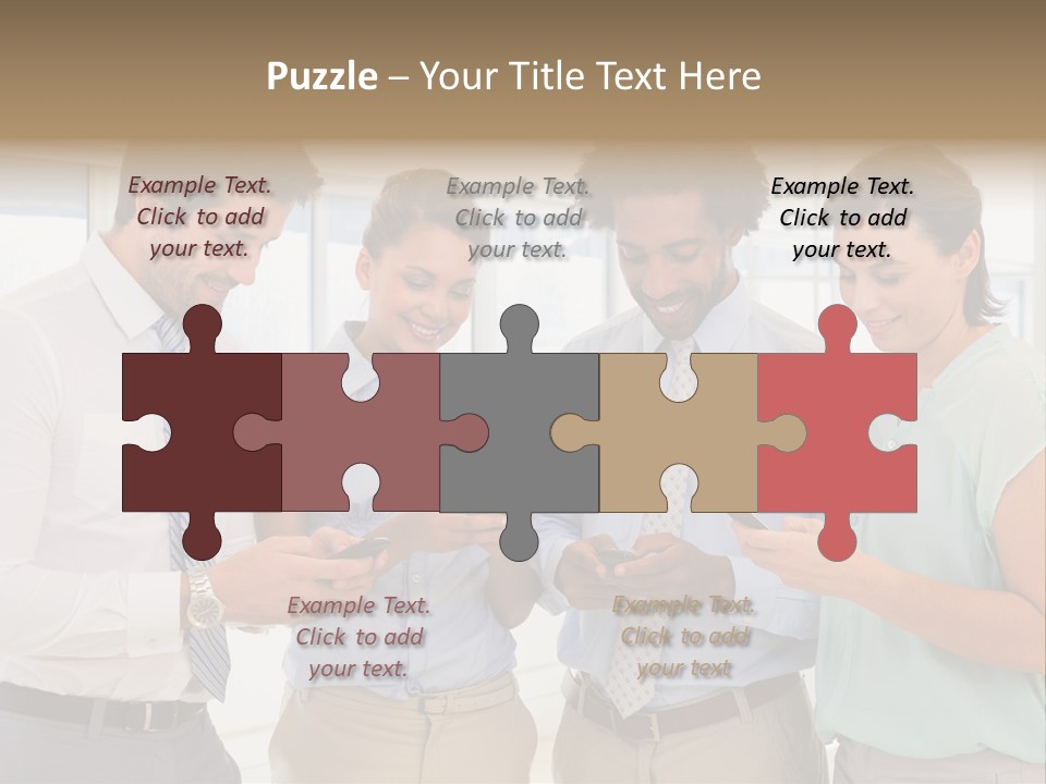 A Group Of Business People Looking At Their Cell Phones PowerPoint Template